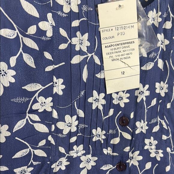 NWT- AGAPO- sleeveless Floral Mini Dress in blue and Cream - Picture 4 of 8